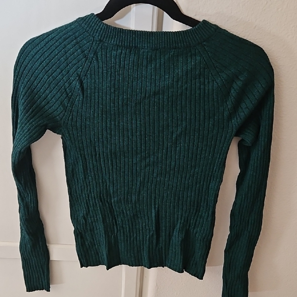 Express Dark Green Ribbed Sweater - Picture 3 of 3